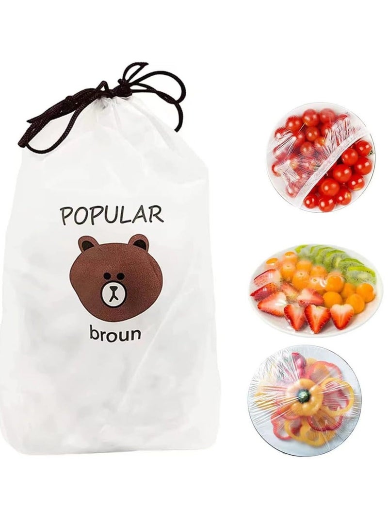 100Pcs Shrinkable Fresh Keeping Bags PE Cling Film Bags,Elastic Plastic Food Storage Covers Lids Universal Reusable Elastic Food Bowl Lids Kitchen Supplies for Food Fruit Vegetable Meat Preservation - Image 3